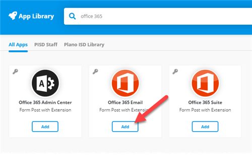 adding office 365 app 